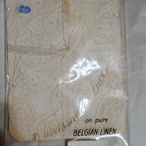 Authentic Belgian Lace on Belgian Linen brought back from Belgium vacation
